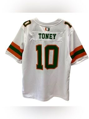 Athletes Thread Miami Hurricanes Toney 10 Football Jersey White Mens 2XL New
